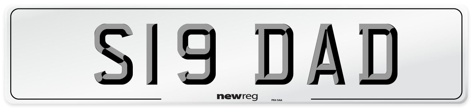 S19 DAD Number Plate from New Reg
